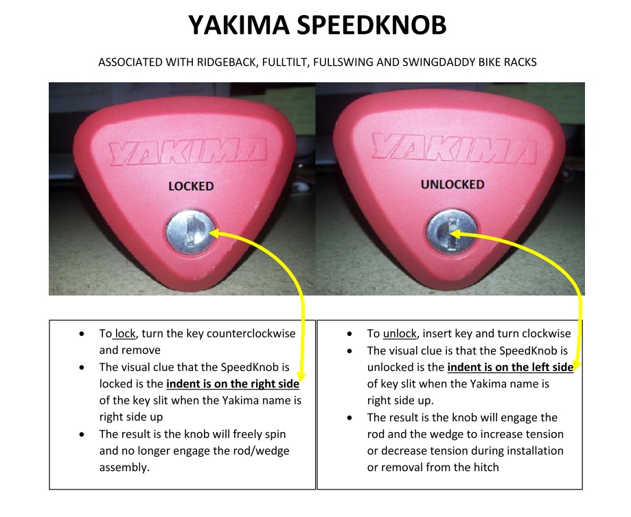 Installation/Control Key for Yakima SKS Locks Install or Remove Yakima Locks 